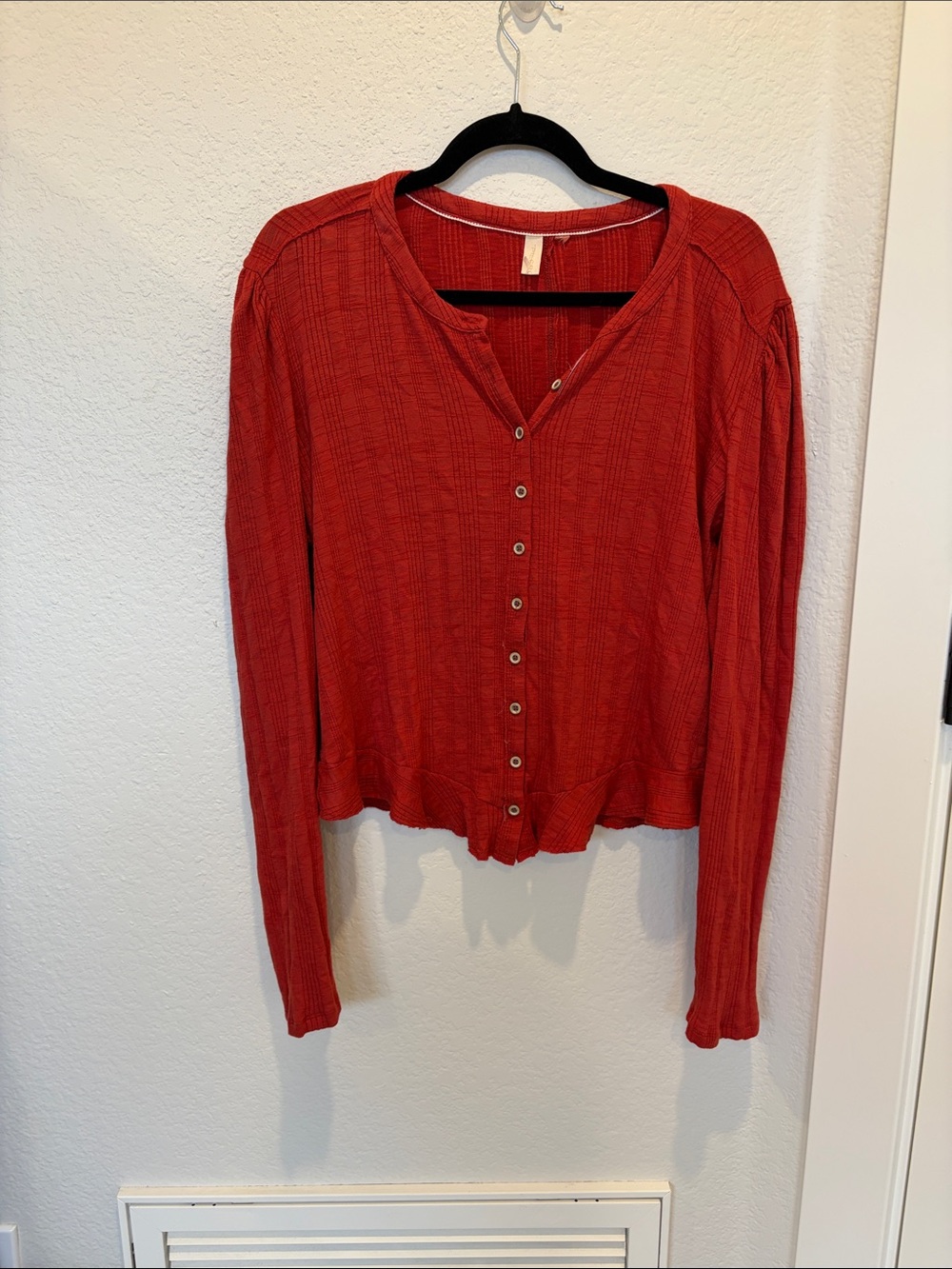 Pilcro Rust Red Button-Front Ribbed Cardigan - Picture 7 of 8